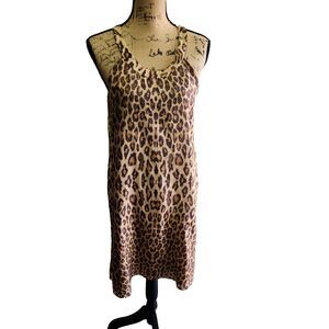 Velvet Silk Leopard Print Halter Shift Dress Womens SZ Small Baddie Sexy Bold